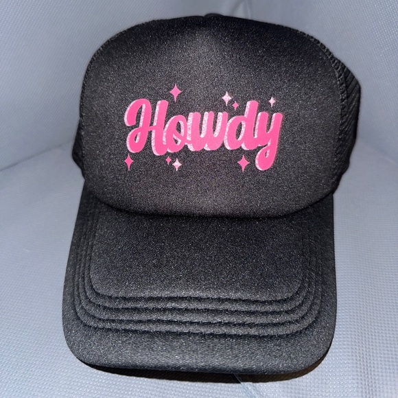 Cute “HOWDY” Black & Pink Trucker Hat - Picture 1 of 4